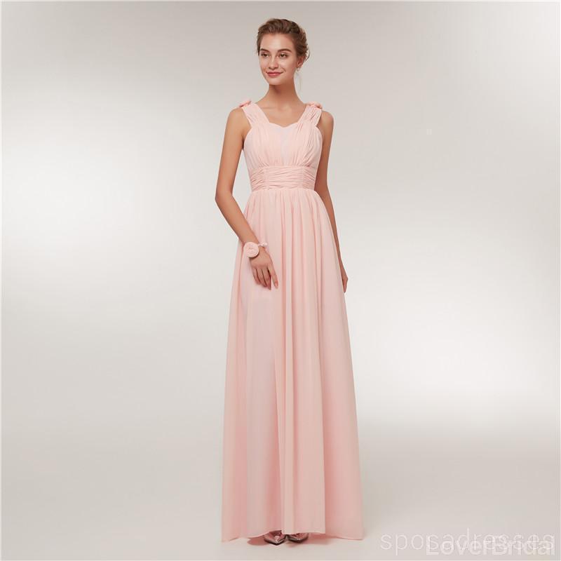 Chiffon Blush Pink Floor Length Mismatched Simple Cheap Bridesmaid Dresses Online, WG520