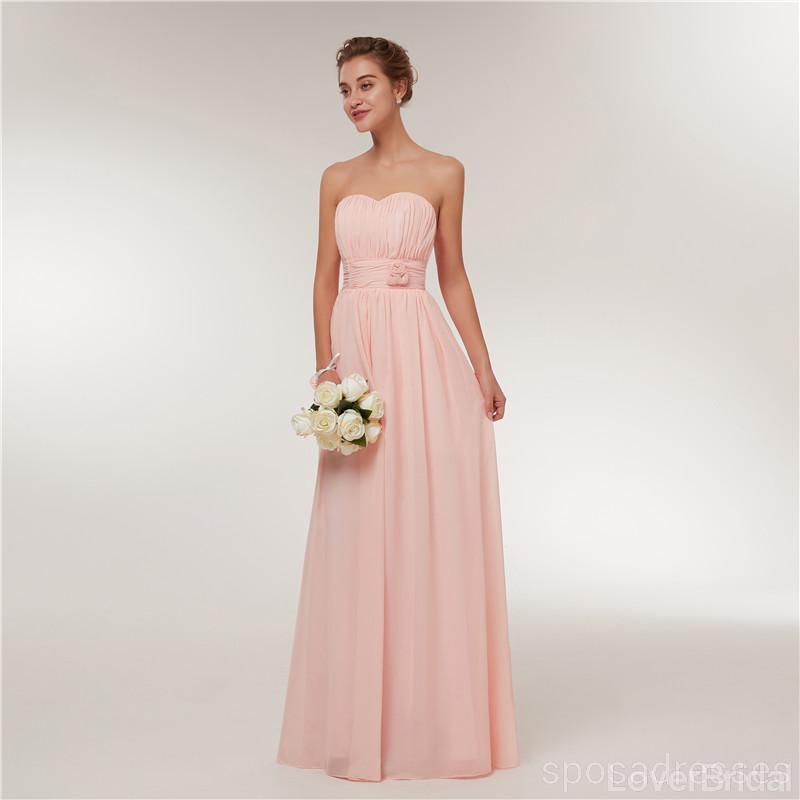 Chiffon Blush Pink Floor Length Mismatched Simple Cheap Bridesmaid Dresses Online, WG520