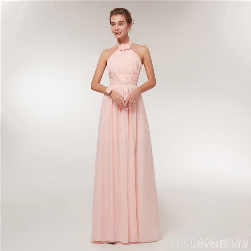 Chiffon Blush Pink Floor Length Mismatched Simple Cheap Bridesmaid Dresses Online, WG520