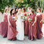 Chiffon Dusty Rose Floor Length Cheap Bridesmaid Dresses Online, WG564