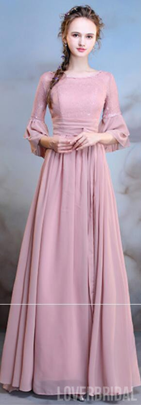 Chiffon Long Mismatched Dusty Pink Cheap Bridesmaid Dresses Online, WG509