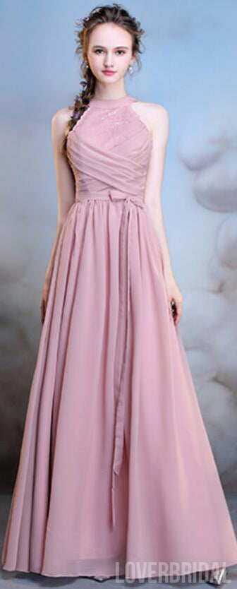 Chiffon Long Mismatched Dusty Pink Cheap Bridesmaid Dresses Online, WG509