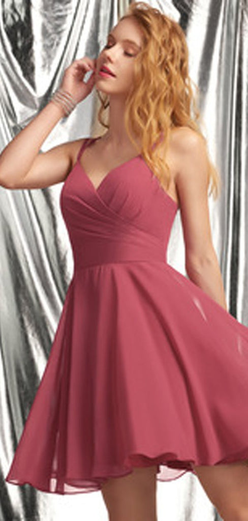 Chiffon Spaghetti Straps Sleeveless Short Homecoming Dresses Online, Cheap Short Prom Dresses, CM861