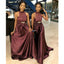 Chocolate A-line Halter Cheap Long Bridesmaid Dresses Online,WG1188