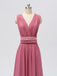 Convertible Chiffon Long Pink Cheap Bridesmaid Dresses Online, WG603