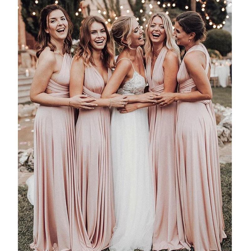 Convertible Pink Long Bridesmaid Dresses Online, Cheap Bridesmaids Dresses, WG741