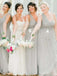 Convertible Soft Tulle Sage Green Long Cheap Bridesmaid Dresses Online, WG607