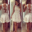 Copy of Short white lace simple see through mini cute homecoming prom dress,BD0031