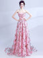 Cute Floral Pink A-line Sweetheart Long Prom Dresses Online, Dance Dresses,12560