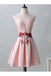 Cute Illusion Scoop Pink Cheap Short Red Homecoming Dresses Online, CM536