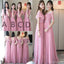 Cute Pink Lace Tulle Long Bridesmaid Dresses, Mismatched Custom Long Bridesmaid Dresses, Cheap Bridesmaid Gowns, BD004