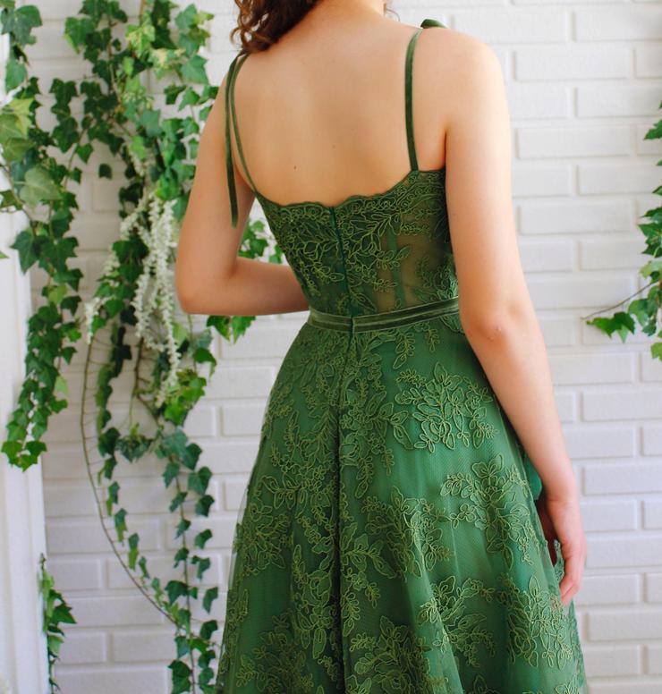 Dark Green A-line Spaghetti Straps Long Prom Dresses Online, Dance Dresses,12511