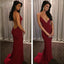 Dark Red Sexy Mermaid Evening Prom Dresses, Long Backless Party Prom Dress, Custom Long Prom Dresses, Cheap Formal Prom Dresses, 17124