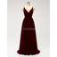 Dark Red Spaghetti Straps Chiffon Open Back Cheap Bridesmaid Dresses Online, WG584