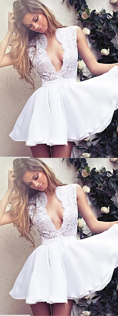 Deep V-neck Short Homecoming Dresses,Cheap Short Prom Dresses,CM927