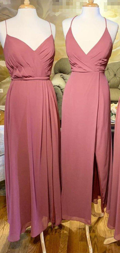 Dusty Pink Chiffon Long Bridesmaid Dresses Online, Cheap Bridesmaids Dresses, WG690