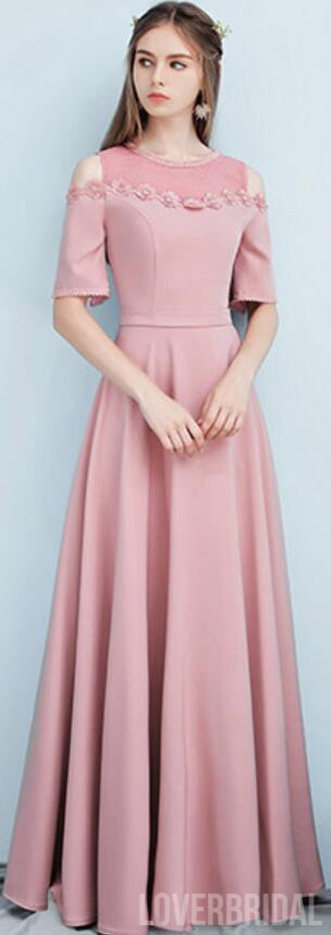 Dusty Pink Floor Length Mismatched Simple Cheap Bridesmaid Dresses Online, WG517