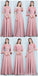 Dusty Pink Floor Length Mismatched Simple Cheap Bridesmaid Dresses Online, WG517