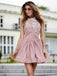 Dusty Pink High Neck Chiffon Cheap Short Homecoming Dresses Online, CM622