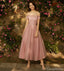 Dusty Pink Lace Tulle Short Mismatched Cheap Bridesmaid Dresses Online, WG535