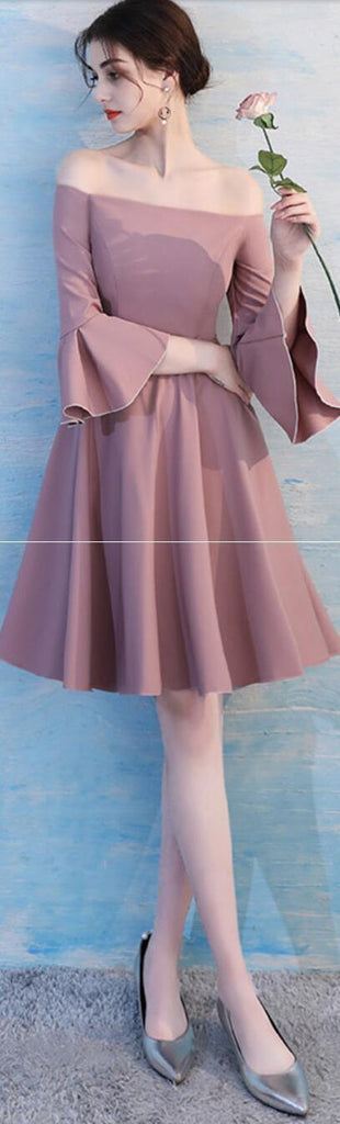 Dusty Pink Short Mismatched Simple Cheap Bridesmaid Dresses Online, WG510