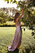 Dusty Pink Spaghetti Straps High Slit Party Prom Dresses, Prom & Dance Dresses,12345