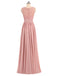 Dusty Pink V Neck Lace Straps Long Chiffon Cheap Bridesmaid Dresses Online, WG280