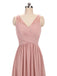 Dusty Pink V Neck Lace Straps Long Chiffon Cheap Bridesmaid Dresses Online, WG280