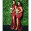 Dusty Red Mermaid One Shoulder Side Slit Cheap Long Bridesmaid Dresses,WG1369