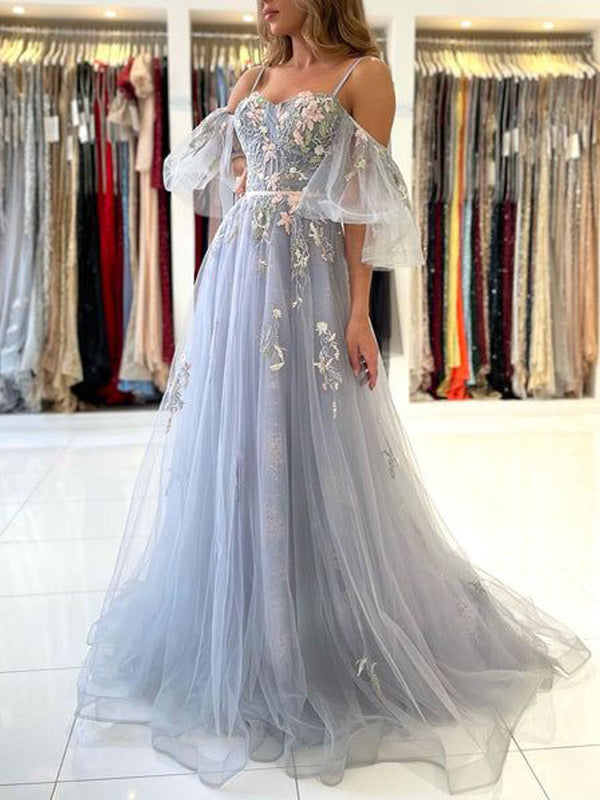 Elegant A-line Cold Shoulder Maxi Long Prom Dresses,Evening Dresses,12922