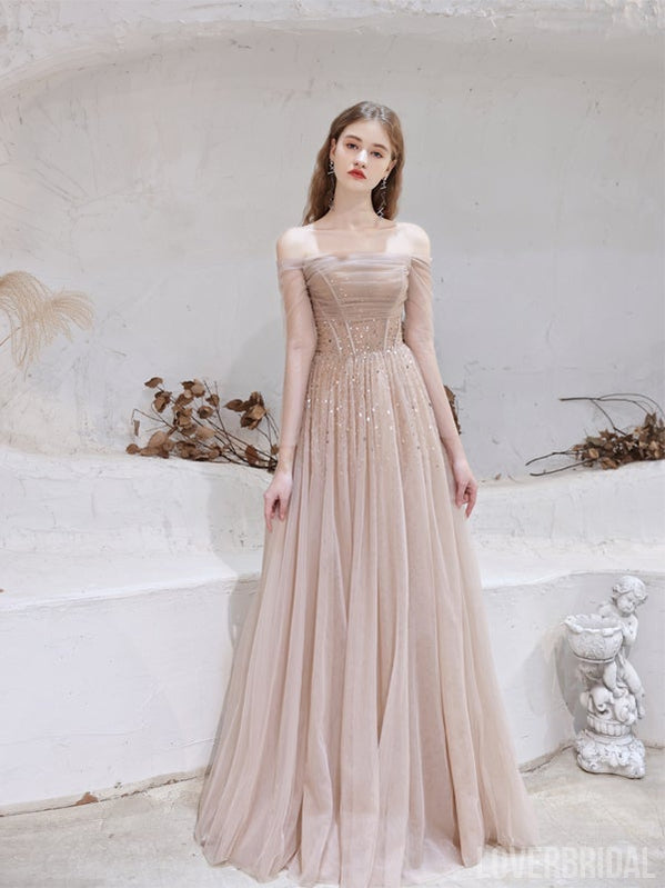 Elegant A-line Off Shoulder Long Prom Dresses Online,Evening Party Dresses,12573