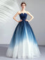 Elegant A-line Sweetheart Blue & White Long Prom Dresses Online,12457