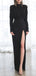 Elegant Black Mermaid Long Sleeves Side Slit Cheap Prom Dresses,12770