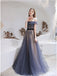 Elegant Blue A-line Off Shoulder Long Prom Dresses Online, Evening Party Dresses,12566