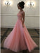 Elegant Pink A-line Jewel Maxi Long Prom Dresses,Evening Dresses,12987