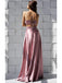 Elegant Pink A-line Side Slit Cheap Long Prom Dresses Online,12854