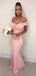 Elegant Pink Mermaid Off Shoulder Cheap Long Bridesmaid Dresses,WG1263