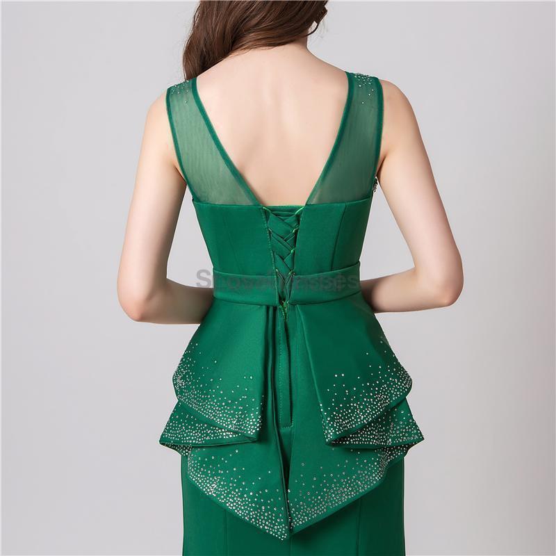 Elegant Scoop Emerald Green Mermaid Evening Prom Dresses, Evening Party Prom Dresses, 12103