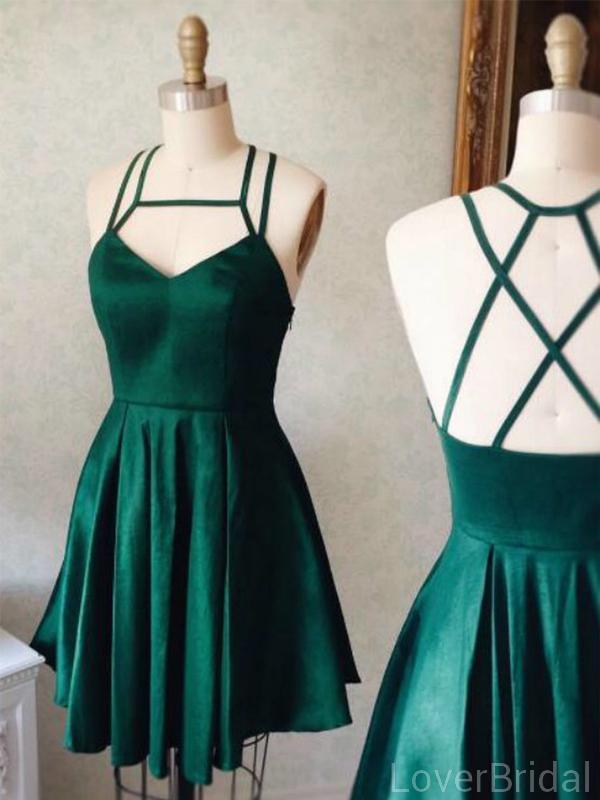 Emerald Green Cross Back Short Homecoming Dresses Online, Cheap Short Prom Dresses, CM839