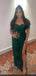 Emerald Green Mermaid Off Shoulder High Slit Cheap Long Bridesmaid Dresses,WG1115