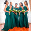 Emerald Green Mermaid One Shoulder Spaghetti Straps Long Bridesmaid Dresses Online,WG999