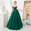 Emerald Green Off Shoulder A-line Long Evening Prom Dresses, Evening Party Prom Dresses, 12129