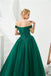 Emerald Green Off Shoulder A-line Long Evening Prom Dresses, Evening Party Prom Dresses, 12129