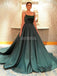 Emerald Green Spaghetti Straps Beaded Long Evening Prom Dresses, Evening Party Prom Dresses, 12275