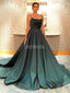 Emerald Green Spaghetti Straps Beaded Long Evening Prom Dresses, Evening Party Prom Dresses, 12275