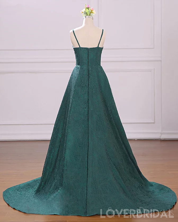 Emerald Green Spaghetti Straps Cheap Long Evening Prom Dresses, Cheap Custom Sweet 16 Dresses, 18526