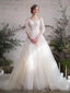 Fairy Long Sleeves A-line Lace Wedding Dresses, Cheap Wedding Gown, WD682