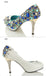 Four Colors Handmade Rhinestone High Heels Pointed Toe Crystal Wedding Shoes, S028