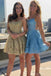 Gold Lace Cross Back Short Homecoming Dresses Online, Cheap Short Prom Dresses, CM840