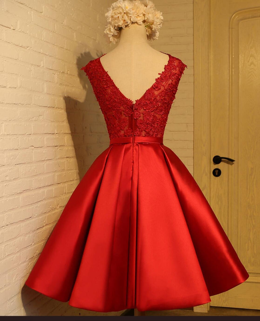 Gold Lace High Neckline Cap Sleeve Homecoming Prom Dresses, Affordable Short Party Prom Dresses, Perfect Homecoming Dresses, CM291